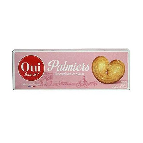 From France Oui Love It French Puff Pastry Cookies Palmiers 100g (3.52oz) Pack of 6
