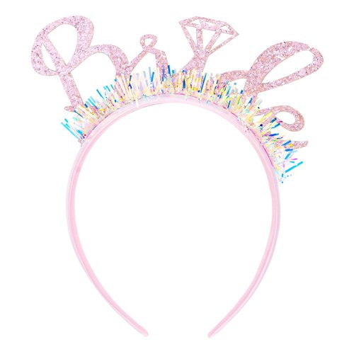 GAFATORY Pink Bride Glitter Headband with Tassel for Women Bachelorette Party Decorations White Hairband Bridal Shower Gift Bachelorette Party Favor Pearl Bridal Headbands for Girls