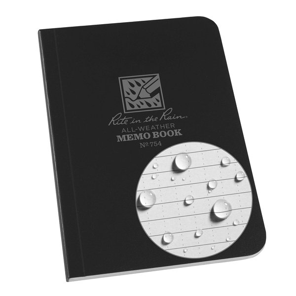 J.L. Darling Rite in The Rain Weatherproof Soft Cover Pocket Notebook, 3.5" x 5", Black Cover, Universal Pattern (No. 754), 5 x 3.5 x 0.25