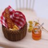 UPKOCH Miniature Food Dollhouse Accessories Decor Set 1:12 Scale Bread Honey Basket Picnic Cloth Flowers Dollhouse Decoration Accessories Mini Room Display Props Models