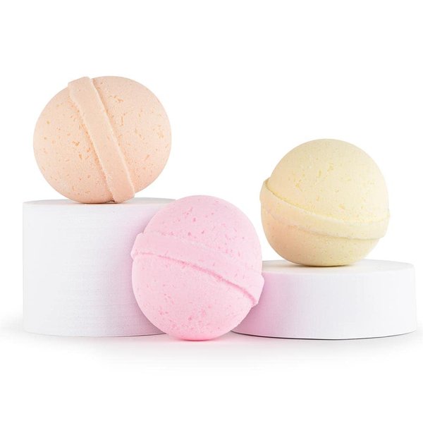 SpaRoom Soothe and Relax Handmade Natural Essential Oil Aromatherapy Bath Bombs, Set of 3, Orange, Lemongrass and Grapefruit