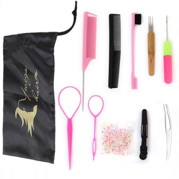 Y WIGS 10pcs Loc Extension Tools Kit for Dreadlocks - Dreadlock Crochet Hook, Crochet Needle, Interlocking Tool, Rat Tail Comb, Tools for Twist/Braids