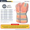 JKSafety 9 Pockets Women Hi-Vis Reflective Safety Vest | Mesh Neon Orange| Reflective Strips with Yellow Extended Trims | ANSI Compliant (168-Orange, XXL)