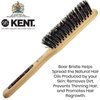 KENT PF06 Natural Wood Boar Bristle Hair Brush - Straightening Brush and Styling Brush for Short to Medium Length Hair - Natural Bristle Hair Brush, Travel Hair Brush, and Smoothing Brush