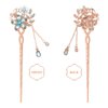 Frcolor Rhinestone Hair Stick, Chinese Hair Chopsticks Hairpin Chignon Pin (Blue)