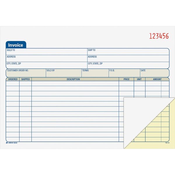 Adams Invoice Book, 2-Part, Carbonless, 5-9/16 x 8-7/16 Inches, 50 Sets per Book (DC5840)
