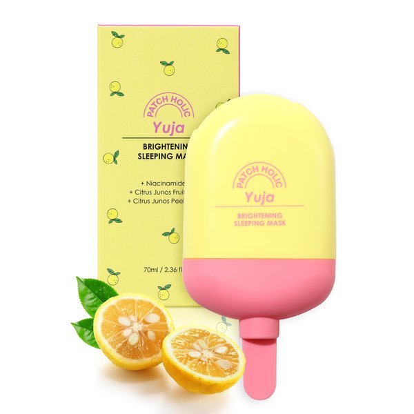 PATCH HOLIC Yuja Brightening Sleeping Mask Vitamin C Face Mask Skincare Essential | Brightening Face Masks with Hyaluronic Acid | Wrinkle Reducer & Hydrating Face Masks | Beauty Face Mask 2.36 fl. oz.