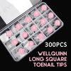 Fake Square Toe Nail Tips, Soft Gel Toenail Extension Matte Full Cover Acrylic Nail for Pedicure Salon Press on 15 Sizes 300 Pcs