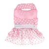 DOGGIE DESIGN Pink Polka Dot and Lace Dog Harness Dress Set (Small)
