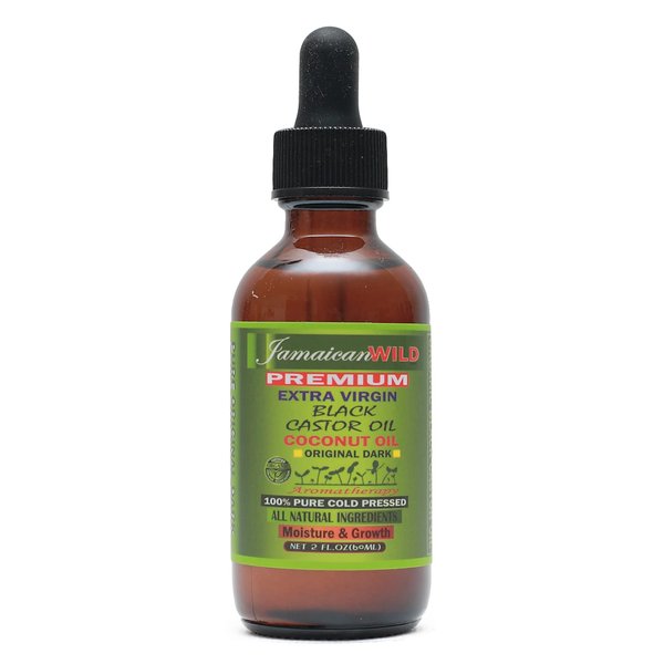 Jamaican Wild Premium Extra Virgin Black Castor Oil | Coconut Oil | All Natural Ingredients | 100% pure cold pressed | Moisture & Growth - 2 Fl oz