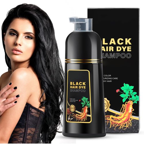 GDRFNP Black Hair Dye Shampoo 3 in 1, Herbal Shampoo Hair Dye for Women Men, Grey Coverage Shampoo 16.9fl oz (black)