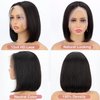 LYBYL Lace Front Bob Wigs Human Hair 13x4 HD Lace Glueless Bob Wig Human Hair 14 Inch Short Straight Frontal Bob Wigs for Black Women Human Hair Pre Plucked with Baby Hair Side Part 150% Density