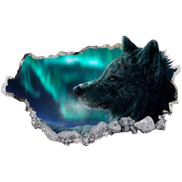 Wolf Wall Decal Art Decor 3D Smashed Kids Animal Sticker Mural Nursery Boys Gift BL20 (70"W X 40"H)