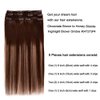 5 Pieces 18" Remy Clip in Hair Extensions Human Hair Chocolate Brown to Honey Blonde Highlight Brown Ombre - Silky Straight Short Thick Real Hair Extensions for Women (18 inches, (4T27) P4, 90grams)