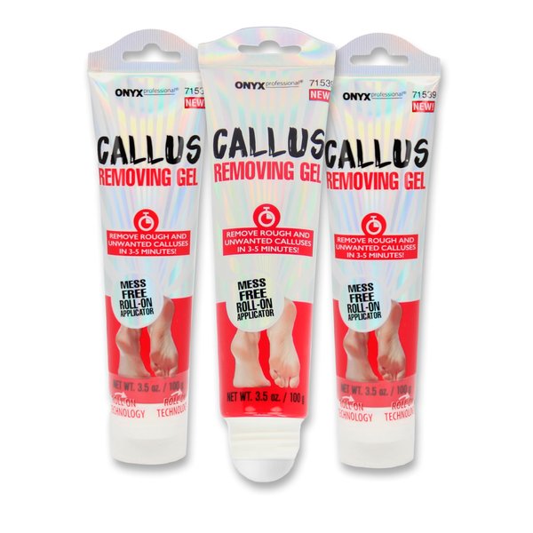 Onyx Professional Callus Remover for Feet - 3.5 oz, Unscented, Powerful Formulation - Extra Strength Gel, Removes Unwanted Calluses in 3-5 Minutes, Hydrating and Softening Heel Callus Remover, 3 Pack