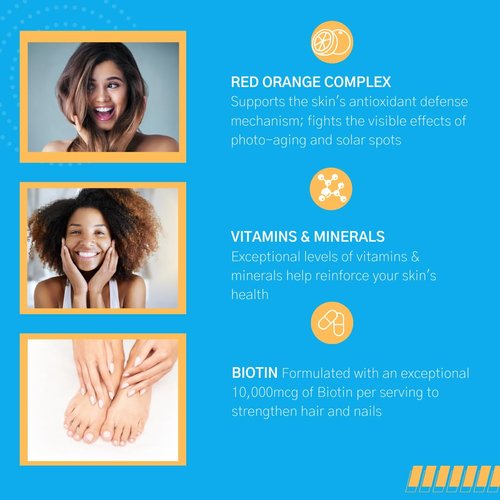 Consult Health Beaute Caps PRO - Supports Healthy Hair, Skin & Nails - Biotin 10,500 mcg - Red Orange Complex - Collagen - High Potency Support - Vitamin C & D - Minerals - 90 Day - 180 Capsules