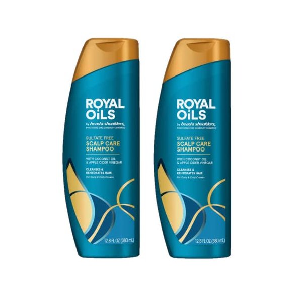 Head & Shoulders Royal Oils Sulfate Free Scalp Care Shampoo Itch Relief with Coconut Oil and Apple Cider Vinegar - 12.8 fl oz (Pack of 2)