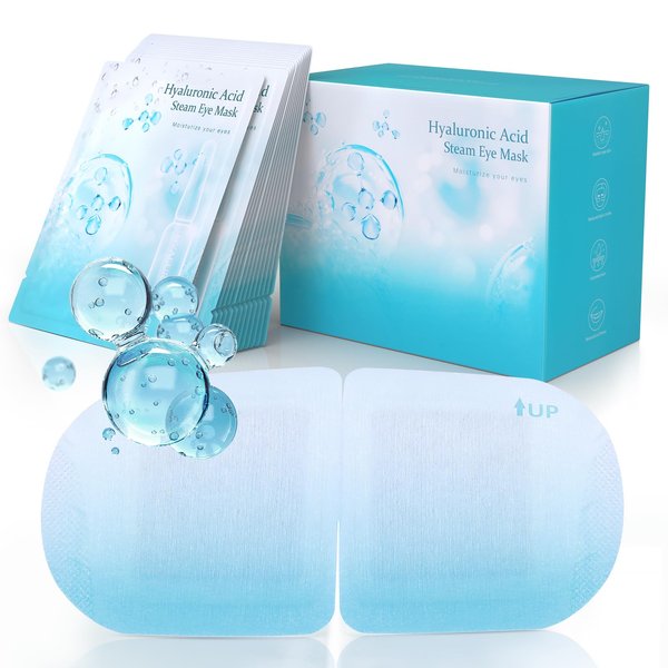 LC-dolida Hyaluronic Acid Steam Eye Mask, Heated Eye Mask for Dry Eyes, Disposable Self Heating Eye Mask for Sleep, Spa Travel Business Trip Supplements, Relaxation Gifts for Women, Men (14 Packs)