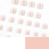 BAOYAALIN Pink White Gradient Press on Nails Short Square Ombre Fake Nails with Design Glue on Nails for Women Girls Acrylic False Nails Stick on Nails Press on Nail for Wedding 24Pcs