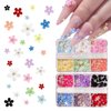 Nail Charms 3D Flower Nail Art Charms 2 Boxes Acrylic Flower Nail Art Rhinestones with Gold Silver Pearl Tweezers DIY Nail Decorations US140