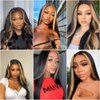 Human Hair Lace Wigs Brazilian Virgin Human Hair Wigs for Black Women 180% Density Natural Color (20 Inch/NEW, 4X4 highlight wig)