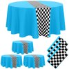 Oudain Cars Birthday Party Supplies Racing Party Decorations Round Racing Tablecloth Checkered Flag Table Covers Road Plastic Table Cloth, 1950s Disco Dancing Party Tablecloth (Light Blue,3 Pcs)