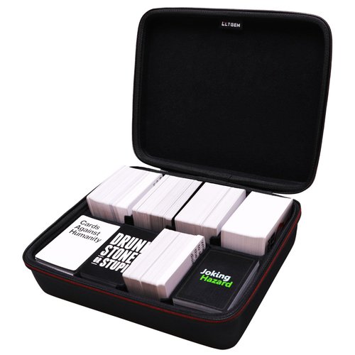 LTGEM EVA Hard Travel Game Card Case for Card Games. Fits the Main Game, All 6 Expansions Plus. Holds up to 1600 Cards with 6 Moveable Dividers (2 Row) - Black