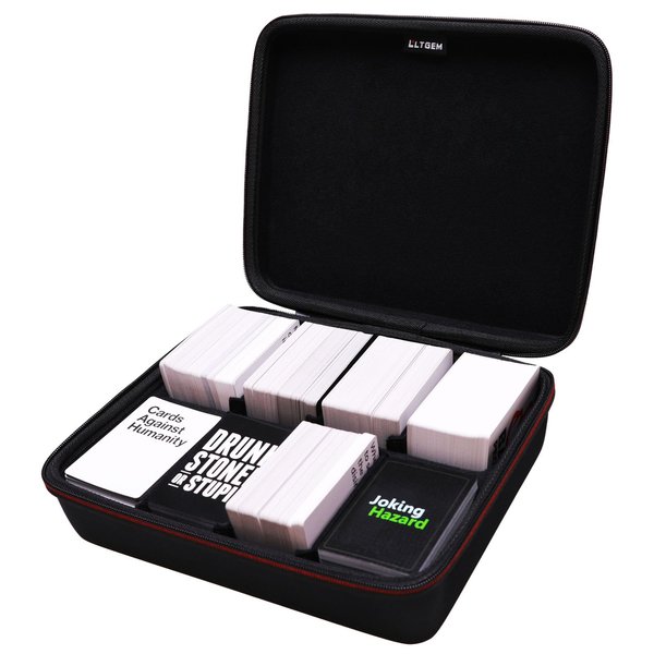 LTGEM EVA Hard Travel Game Card Case for Card Games. Fits the Main Game, All 6 Expansions Plus. Holds up to 1600 Cards with 6 Moveable Dividers (2 Row) - Black