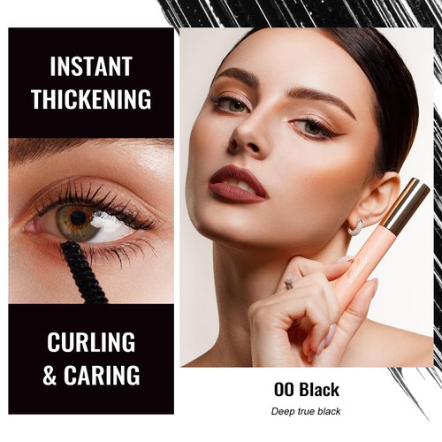Oulac Waterproof Mascara Black Makeup, Lashes Volumizing & Lengthening Mascara, Smudge-Proof, Flake-Free, No Clumping, Vegan & Clean Beauty Formula 8.5g
