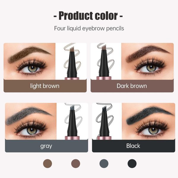 Upgraded Eyebrow Microblading Pen(2-pack), 2024 New 3D Waterproof Microblading Eyebrow Pencil Contouring Pen, 4-Tipped Precise Brow Pen, Natural Long-Lasting Magic Eyebrow Pencil (Light Brown)