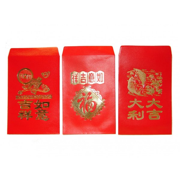 50 Pcs Self-Adhesive Chinese New Year Lucky Money Red Envelopes Hong Bao for Wedding Party