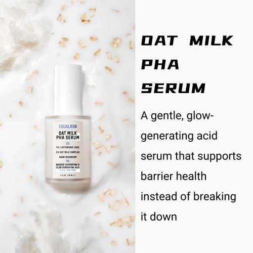 EqualRXN Oat Milk PHA Serum | Glow & Barrier Supporting & Brightening Face Serum | Exfoliating & Hydrating Lactobionic Acid Serum | For All Skin Types & Sensitive Skin