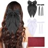 Yoseng Hair Bows Set: 4pcs Ribbon Hair Clips with Bowknots and Long Tails, 2 Sizes, for Women and Girls (Black, White)