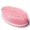Exfoliating Silicone Body Scrubber Silicone Bath Brush Glowing Skin Silicone Shower Loofah for Gentle Exfoliating Long Lasting Lathers Well & More Hygienic Than Traditional Loofah Body Brush (Pink)