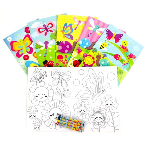 Tiny Mills Butterfly Spring Insect Coloring Books with Crayons Party Favors with 12 Coloring Books and 48 Crayons, Butterfly Party Favors, Butterfly Prizes, Favor Bag Filler