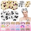 CHNLML Women Spa Headband Sponge,6PCS Bow Face Wash Headband and Wristband Set, Makeup Headband, Spa Headband,Makeup Headband, Skincare Headbands (6PCS-Pink+White(leopard))