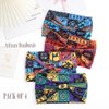 Urieo 4 Pcs African Turban Headband for Women Printed Hairband Knotted Stretchy Head Band Workout Yoga Non Slip Wide Headbands