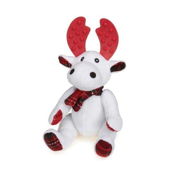 Grriggles Yuletide Tartan Moose Pet Toy, White