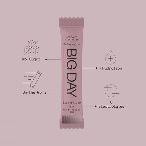 Big Day - Hydration Sachets | Sugar-Free Electrolytes Powder for Peak Performance | 30-pack of 10g sachets | Science-Backed Recovery Drink - Watermelon Flavor