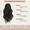 BARSDAR Short Wavy Ponytail Extension - 14 In Claw Clip Ponytail Hair Extensions for Women - Brown Hair Soft Synthetic Clip in Pony Tails Hairpieces Girls Daily Party - Chestnut Brown