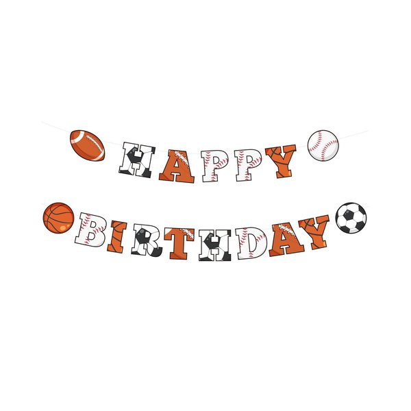 Elaliyi Sports Happy Birthday Banner Sports Themed Party Decorations Sports Banner Football, Baseball, Soccer, Basketball, Multi Sports Theme Birthday Party Supplies