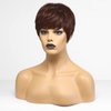 HAIRCUBE Dark Brown Pixie Cut Wigs for Women Pixie Cut Human Hair Wigs Short Remy Hair Dark Brown Color Short Black Layered Wavy Wigs (pixie cut wig, dark brown)