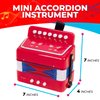 Kids Toy Accordion with 7 Vocal Keys. Portable Mini Musical Instrument with Easy to Carry Back Strap included. Ideal for Kids 3+ Red