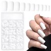 LuckForever 240pc Matte Square Press on Nails Medium Glue on Nails White Fake Nails Medium Square Acrylic Nails Press on Nails Full Cover Artificial False Fingernails with Nail Glue Adhesive Tabs