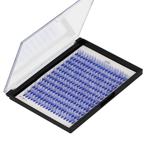 Bodermincer D Curl 240pcs 20D Red Color/Blue Color/Black Color/Brown Color/Purple Color Lashes Cluster Eyelashes False Eyelashes Eyelash Extension (18mm, Blue)