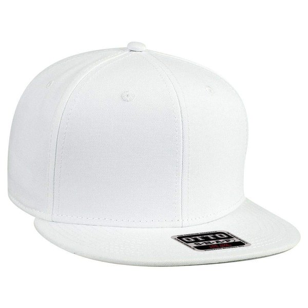 OTTO SNAP Cotton Twill Round Flat Visor 6 Panel Pro Style Snapback Hat - White