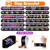 Cherisnowy 48 PCS Neon Party Favors 24PCS Tattoos Stickers 24PCS Slap Bracelets Wristbands Perfect for Neon Themed Birthday Baby Showers or Classroom Rewards Ideal Decor and Gifts for Girls and Boys