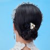 4PCS Korean Fashion Pearl Hair Accessories for Women Girls Christmas, Pearl Hair Scrunchies Ropes Crystal Elastic Hair Ties with Rhinestone and Rose Flower, Sparkly Ponytail Holder Handmade