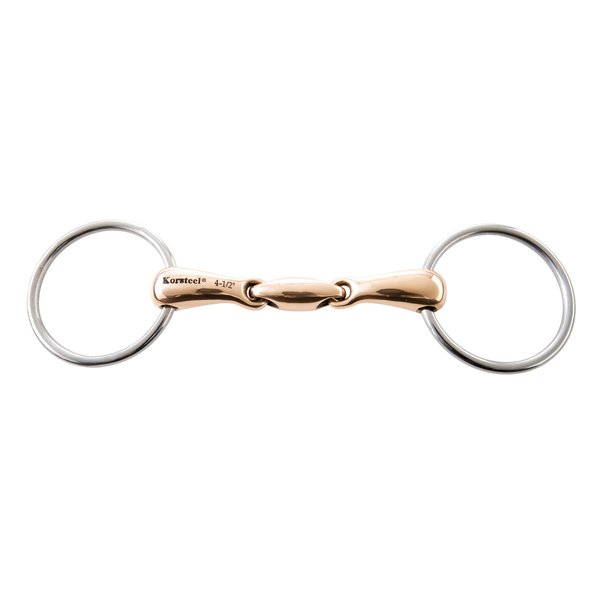 Korsteel JP Stainless Steel Copper Mouth Oval Link Loose Ring Snaffle Bit, 4.5"