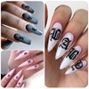 12 Sheets English Letters Number Nail Art Stickers 3D&5D Old Retro Alphabet Gold Silver Black White Nail Decals with Manicure Tools DIY Manicure Decoration for Women&Girls Nail Salon (AZ04-12)